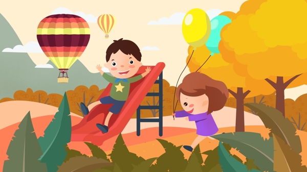 庆祝国际儿童日游玩插画