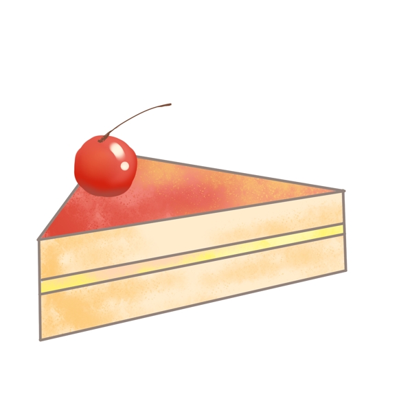 草莓樱桃蛋糕插画