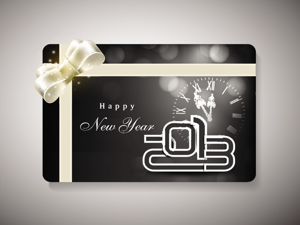 用丝带新年庆典礼品卡