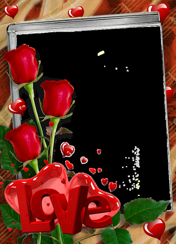 玫瑰爱情创意相框免抠png透明图层素材