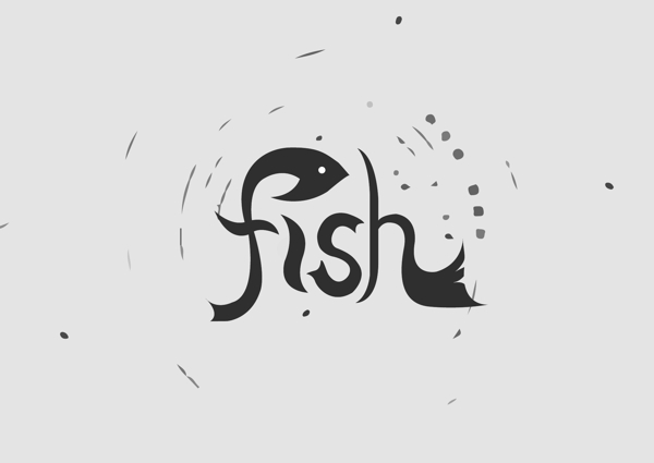 fish英文字体设计鱼艺术字字体设计