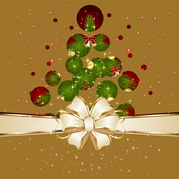 圣诞树金色彩带背景图片