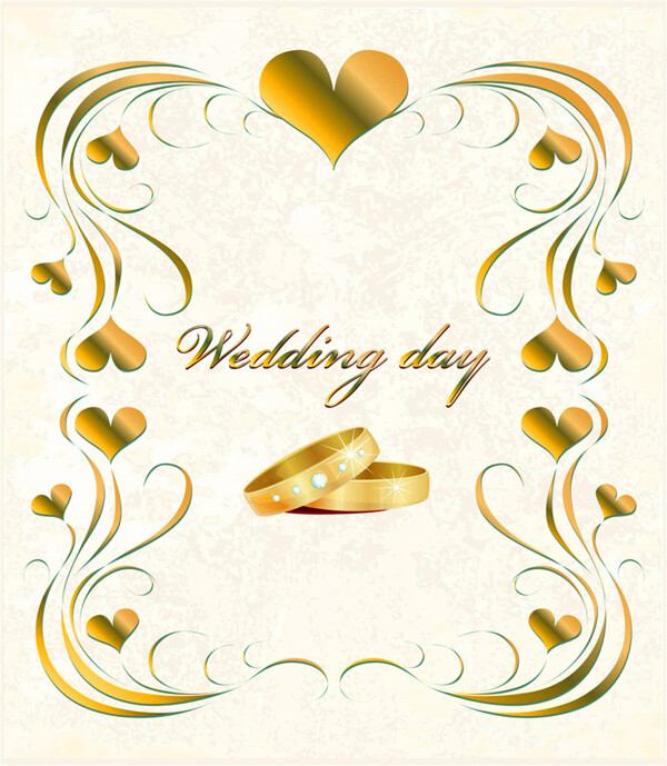 心形花纹婚礼卡片边框素材图片