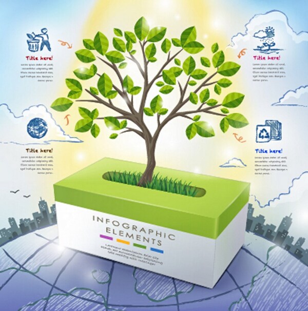 业务信息绿树分析图表素材