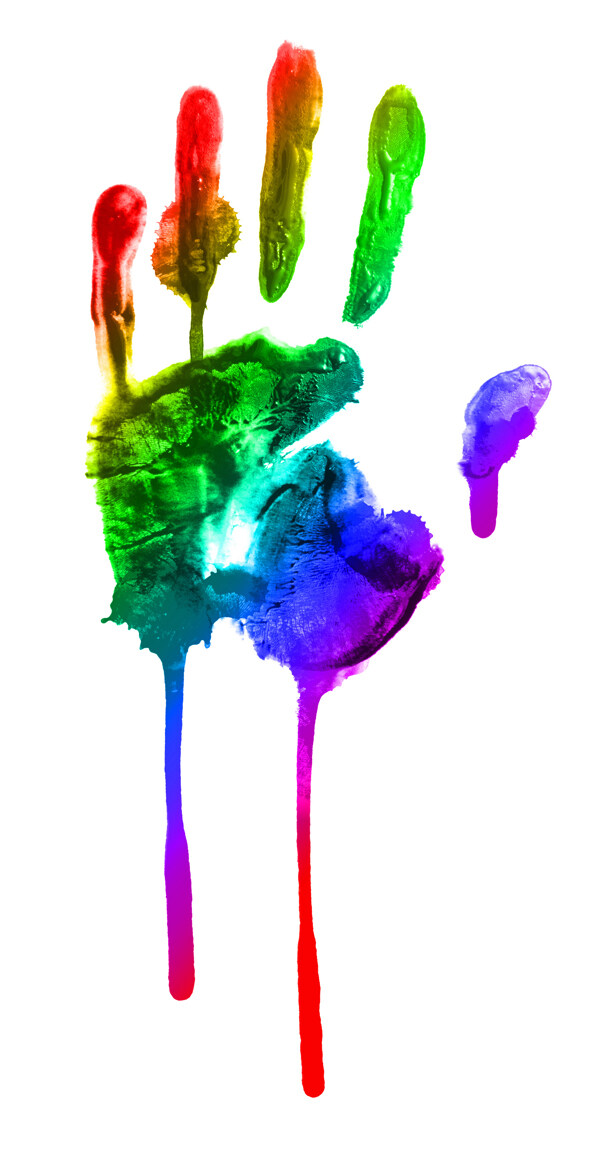 彩色流淌手纹掌印图片