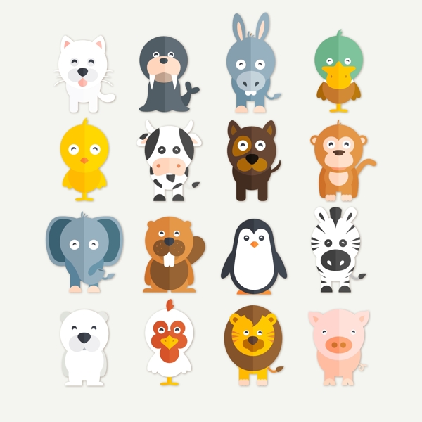 12种有趣的卡通动物集合