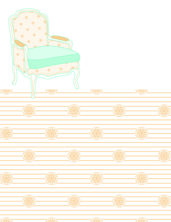 矢量装饰花纹沙发图案