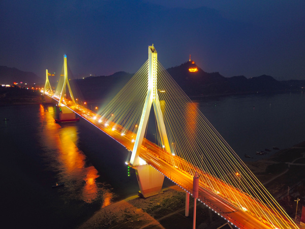 夷陵长江大桥夜景