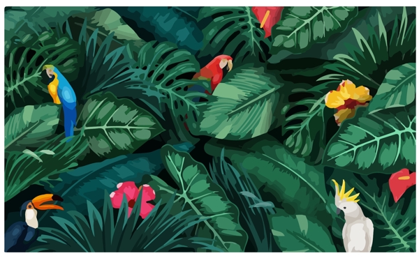 热带动物植物背景底纹图片