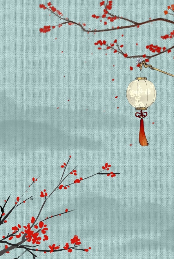 中国风工笔画花朵传统背景海报