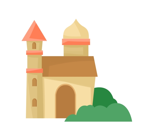 立体城堡建筑插画