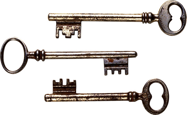 复古铜钥匙图片