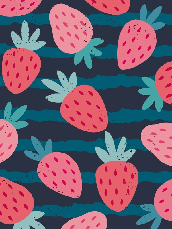 草莓涂鸦平铺背景图