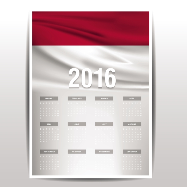 印度尼西亚2016日历