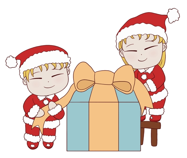 圣诞节收到礼物的可爱儿童