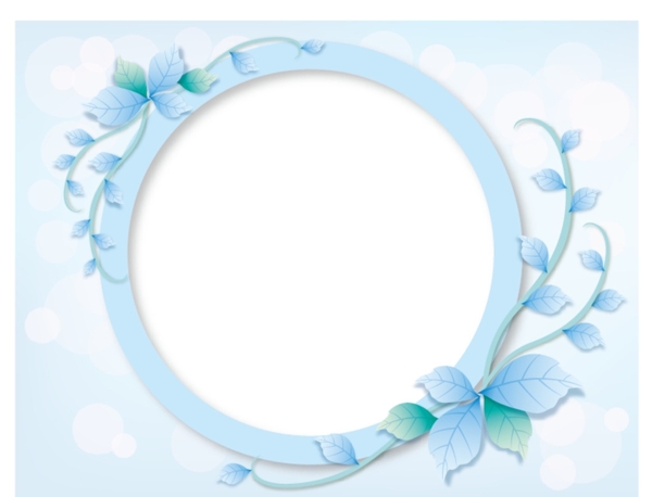蓝色枝条圆形装饰画框