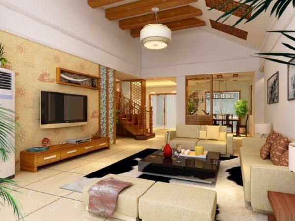 中式家装别墅客厅3D模型
