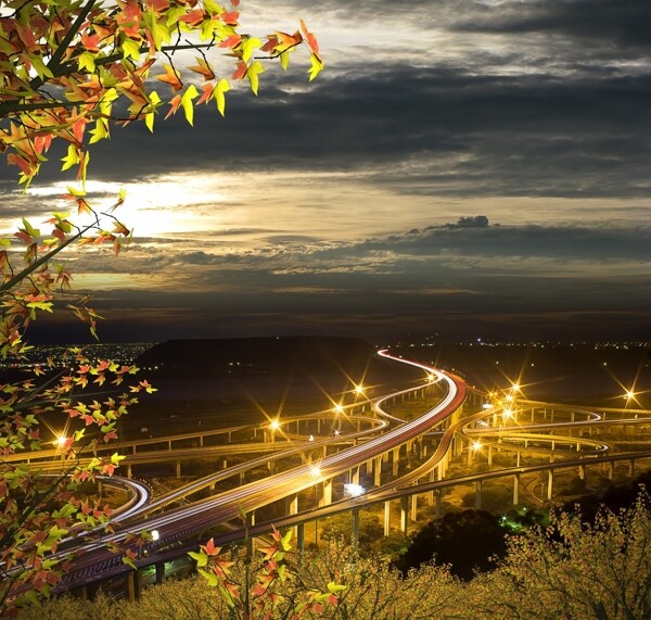 立交桥夜景高清图片