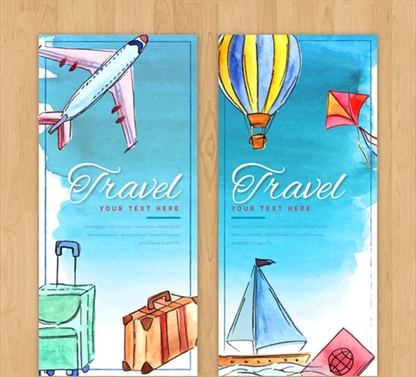 两款手绘水彩旅行海报