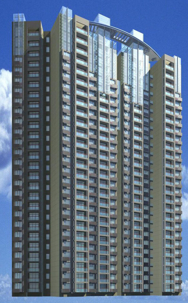 弧形高层住宅建筑3D模型