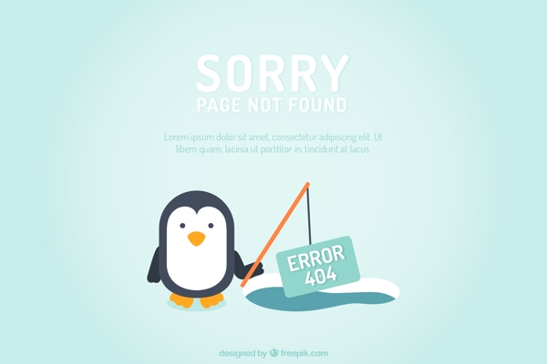 可爱企鹅错误页面设计矢量素材下载