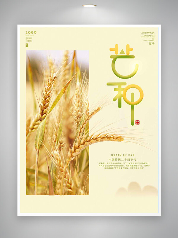传统节气芒种宣传小麦创意海报