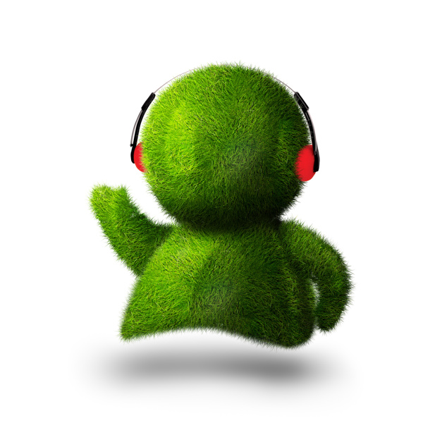 听音乐的绿色3D小人图片