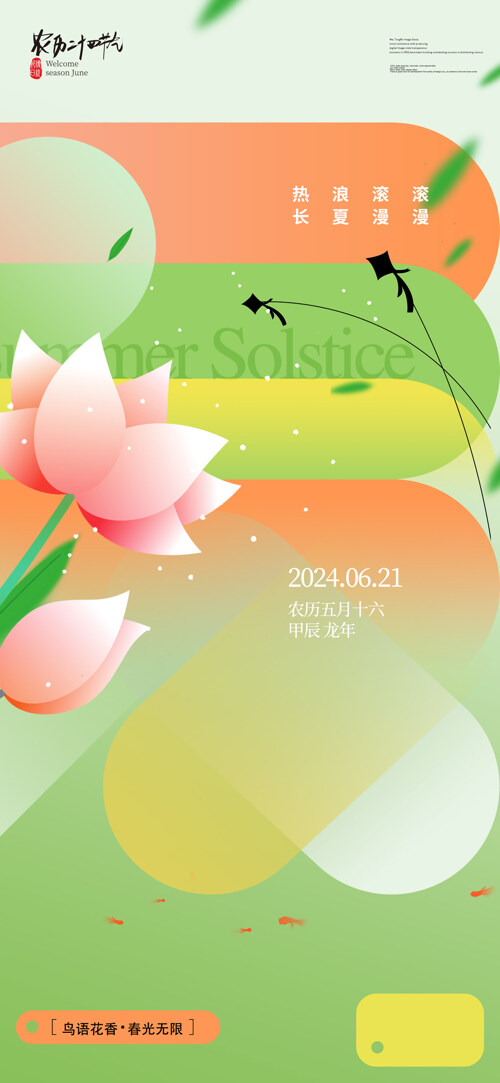 彩色搭配简约创意夏至节气海报