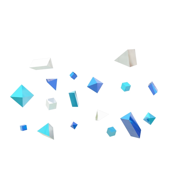 C4D蓝白色方形锥形漂浮颗粒素材