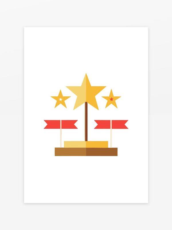 简约卡通扁平风五星红旗对称构图插画