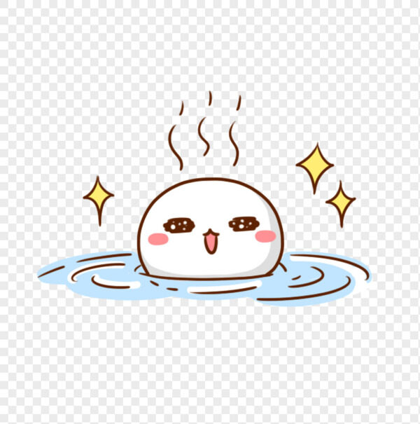 卡通小白团子超开心的在温暖的水里泡温泉