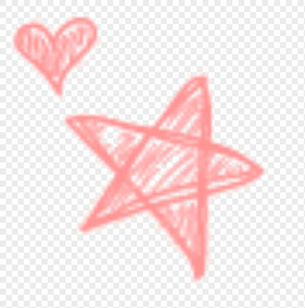 粉橙色乱线条手绘五角星爱心装饰物