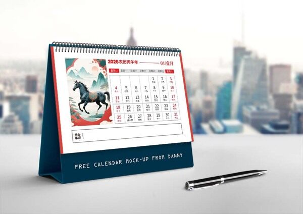 2026丙午年一月马年台历设计