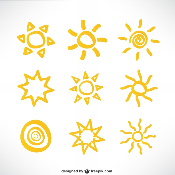 手绘太阳图标矢量素材