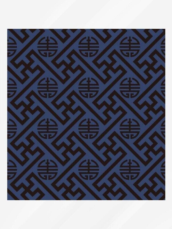 Z字迷宫造型国风图案蓝黑深色背景图案