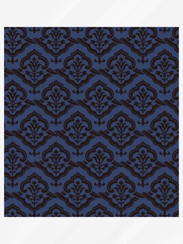 多边形拼接花朵造型蓝底黑边欧式背景板设计