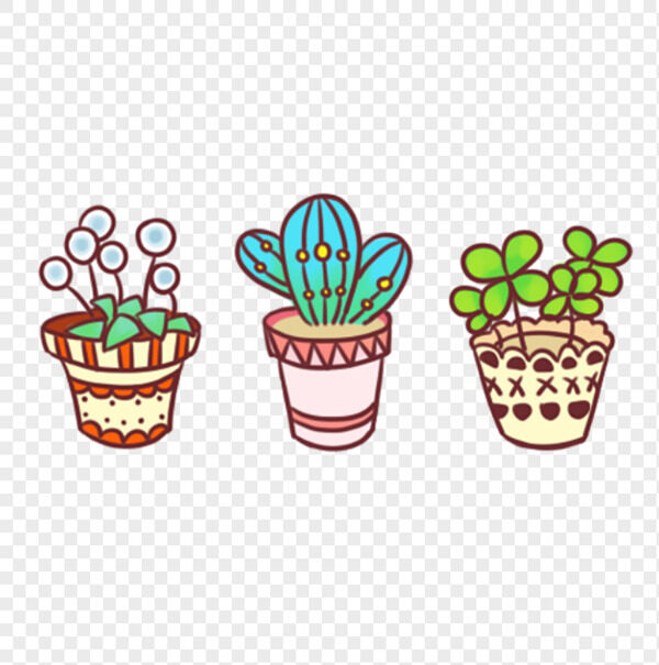 三盆手绘蒲公英仙人掌四叶草多形状盆栽