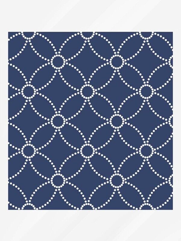 蓝底白点拼接花朵菱形背景墙设计