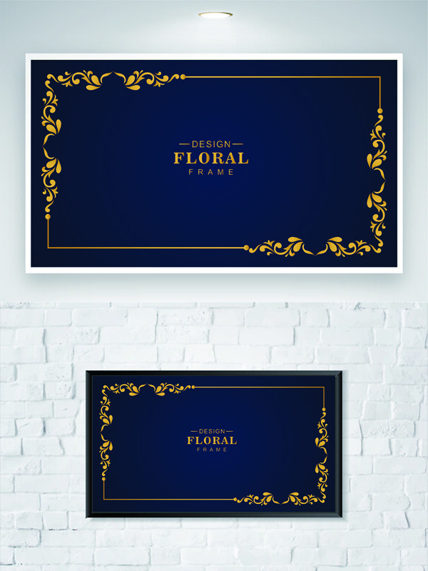 蓝色复古古典边框精美装饰背景底纹