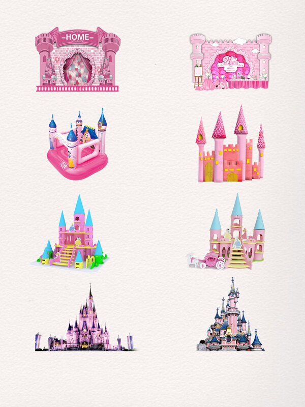 8款粉色城堡实物素材