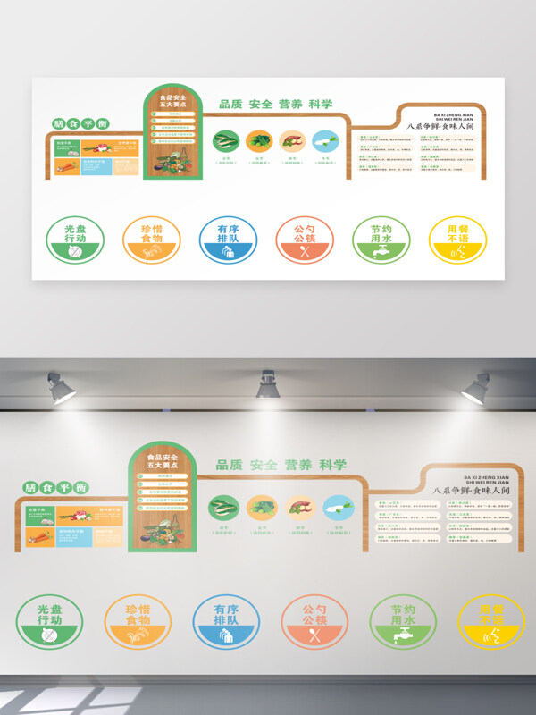 文明用餐校园食堂文化墙