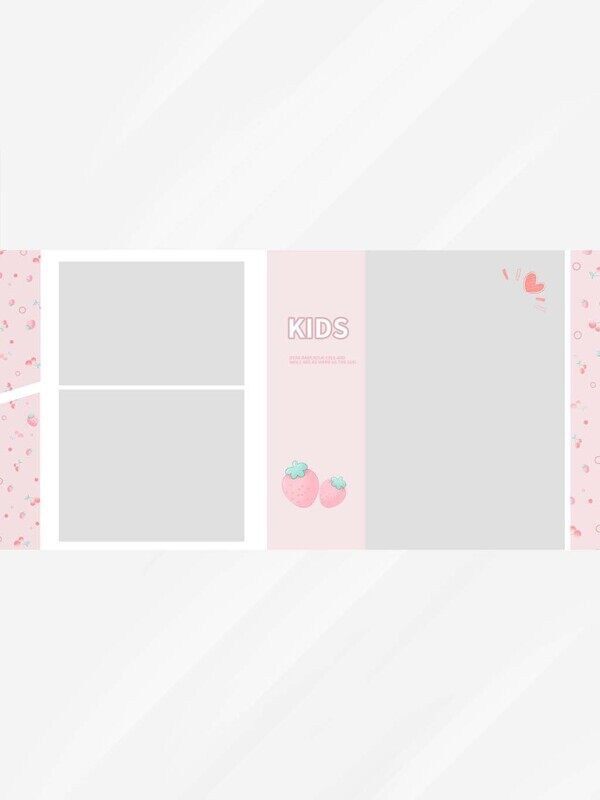 爱心小草莓粉色宝宝三宫格相册排版