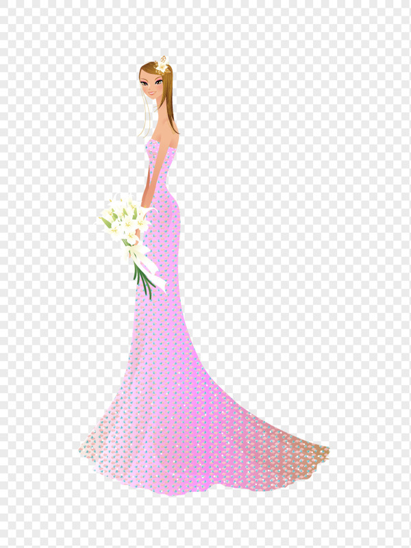 穿婚纱的卡通美女新娘矢量图插画素材