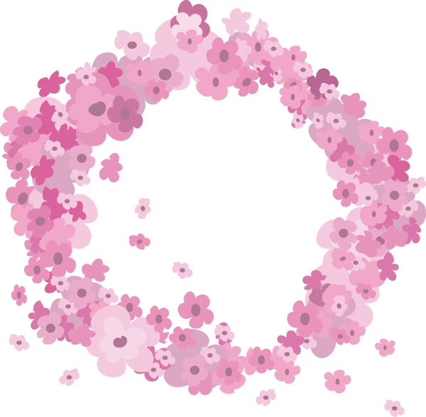 粉色的植物花环插画