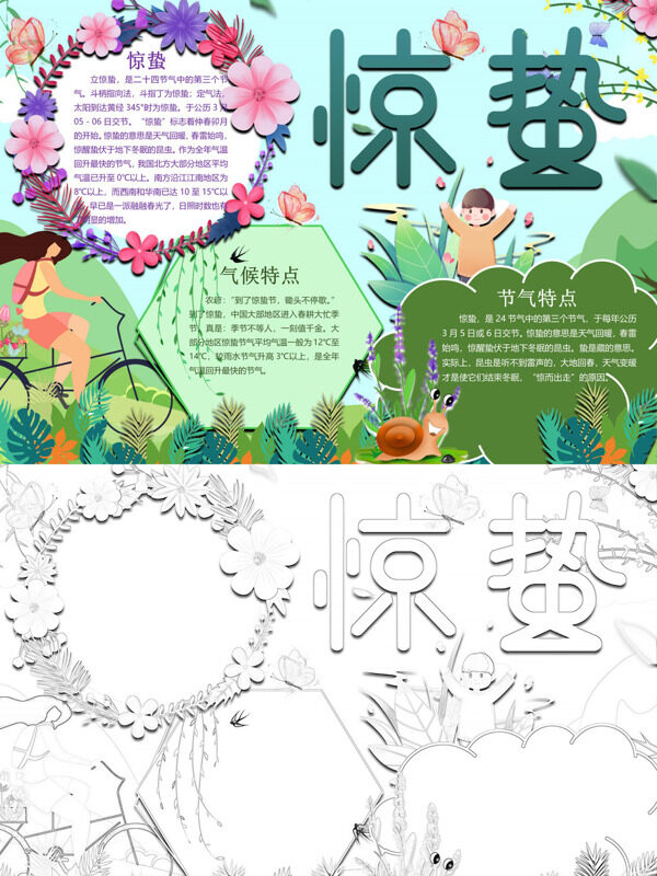 卡通惊蛰惊蛰介绍手抄报