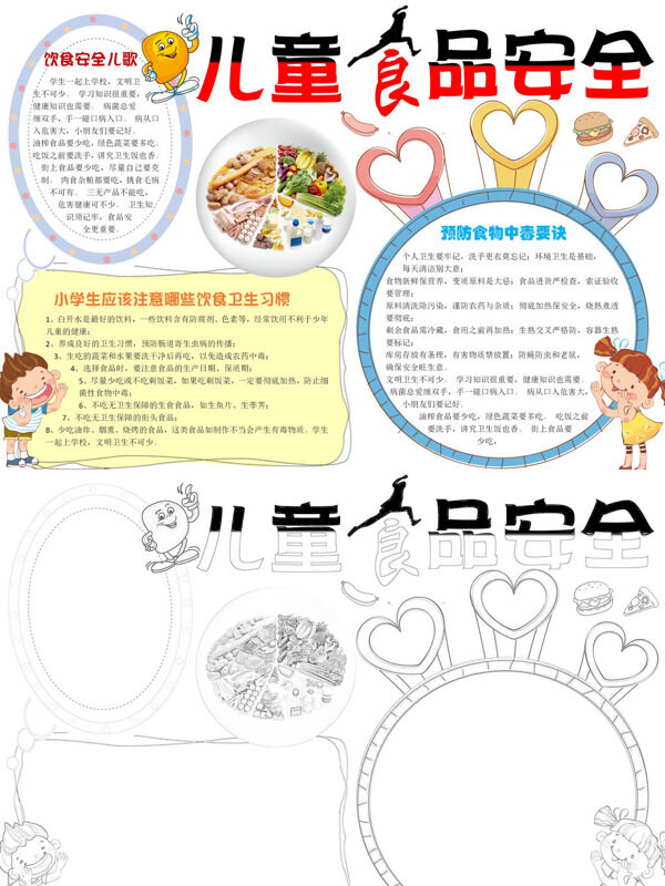卡通精美儿童食品安全食品安全手抄报