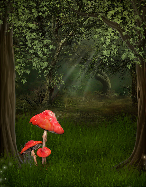 梦幻森林童话世界蘑菇图片