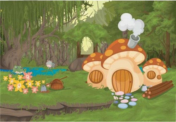 幻想童话世界卡通蘑菇房子图片