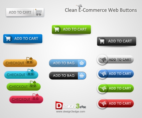干净的电子商务网站的按钮PSD素材