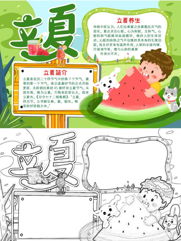 立夏节气介绍与养生手抄报